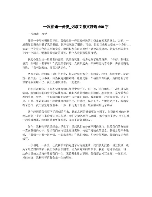 一次相逢一份爱_记叙文作文精选600字