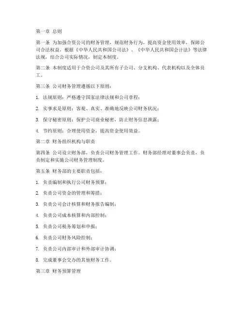 合资公司的财务管理制度