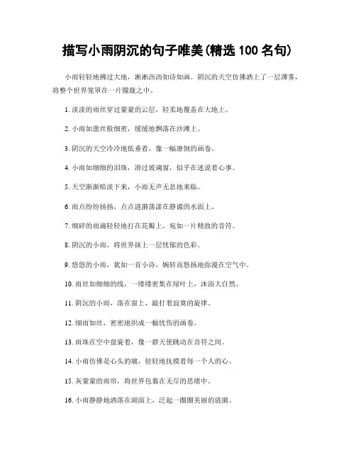 描写小雨阴沉的句子唯美(精选100句)