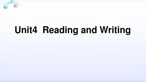 人教版英语选修六Unit 4 Global Warming(Reading and writing)
