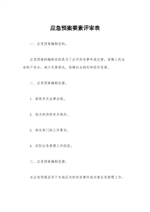 应急预案要素评审表