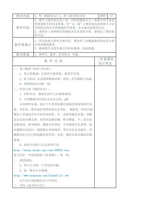 【最新苏教版音乐教案】【10页精品】国标苏少版小学音乐六年级下册全册教案