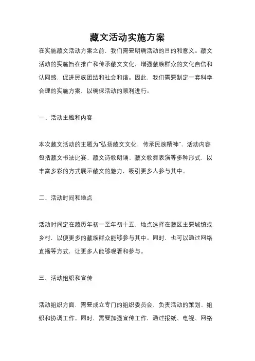 藏文活动实施方案