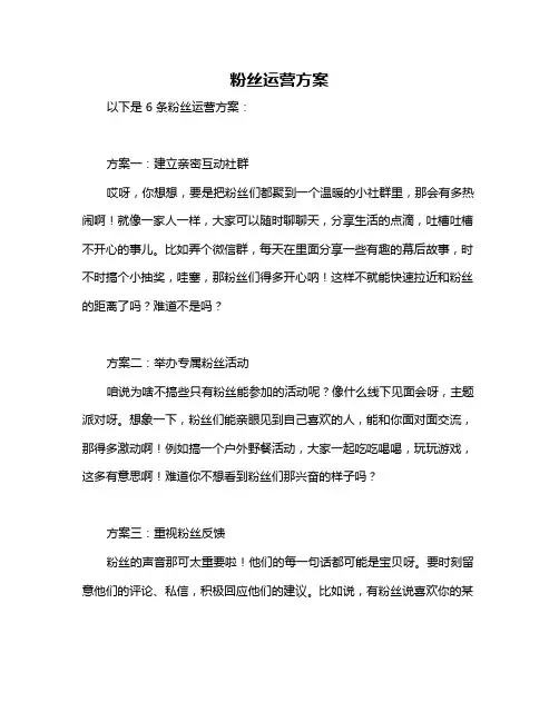粉丝运营方案