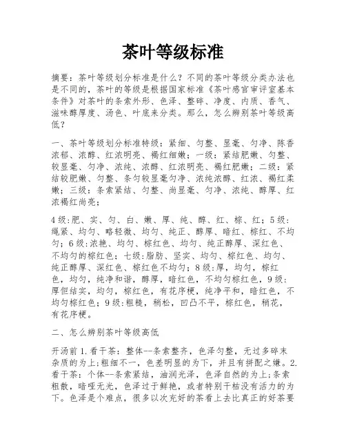 茶叶等级标准
