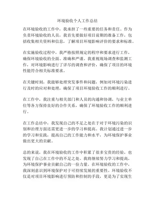 环境验收个人工作总结