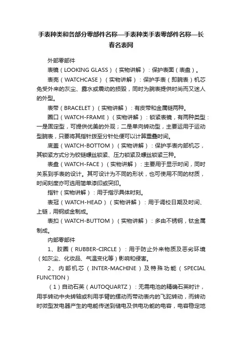 手表种类和各部分零部件名称—手表种类手表零部件名称—长春名表网