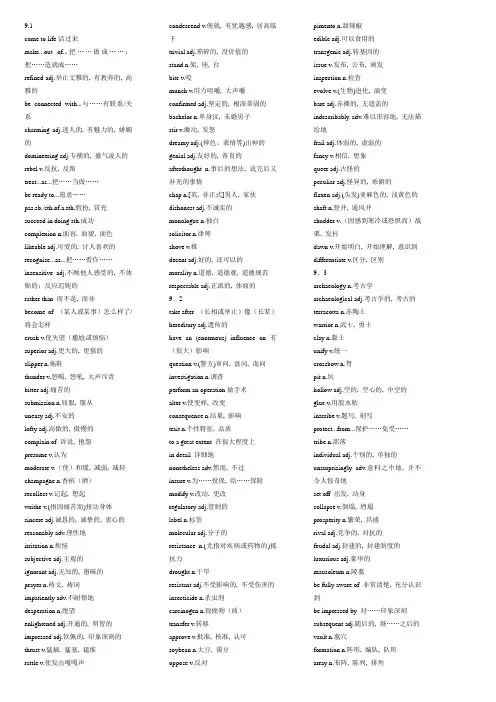 高中英语选修9单词(外研版)