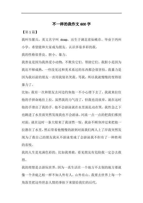 不一样的我作文600字