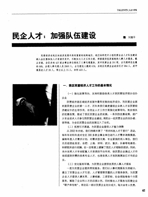 民企人才：加强队伍建设
