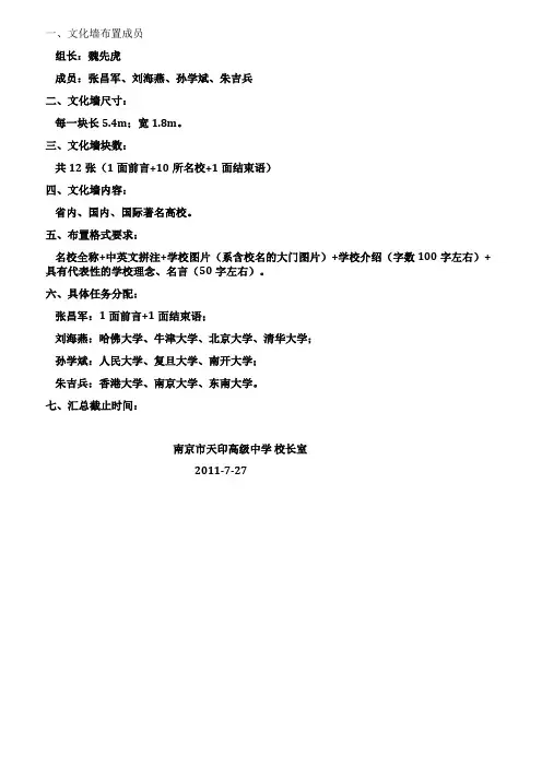 新校区校园文化墙(十所名校)布置方案