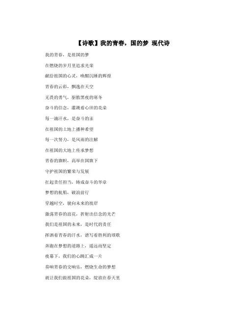 【诗歌】我的青春,国的梦 现代诗