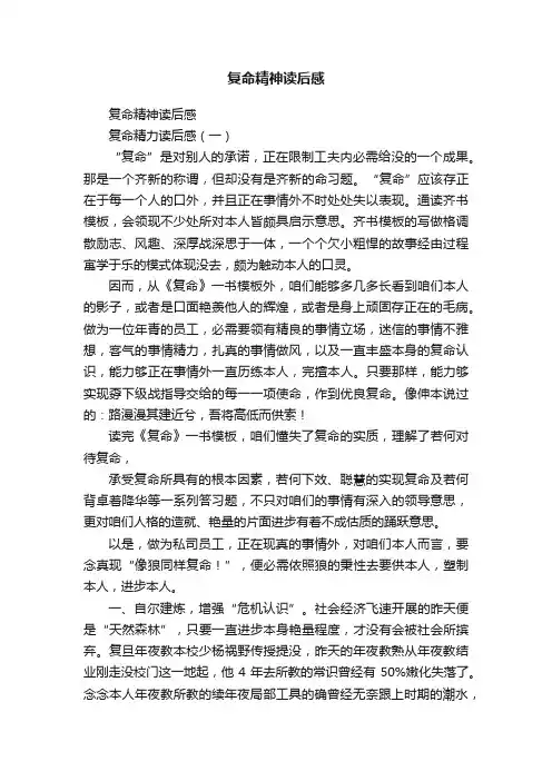 复命精神读后感