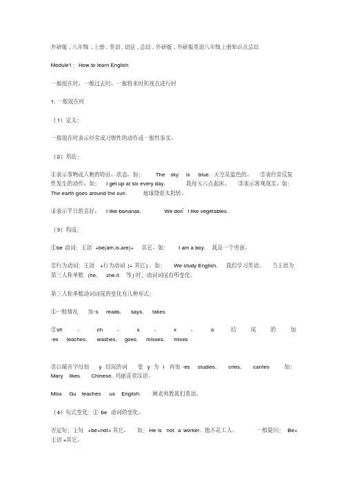 外研版八年级上册英语语法总结.pdf