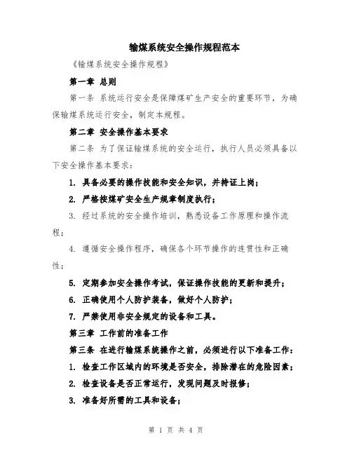 输煤系统安全操作规程范本