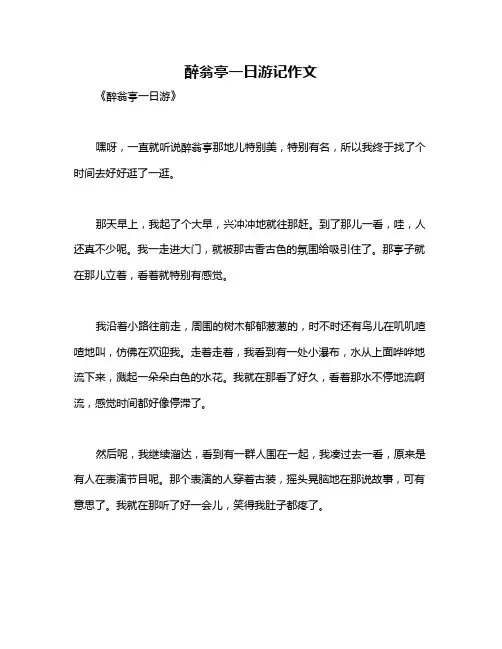 醉翁亭一日游记作文