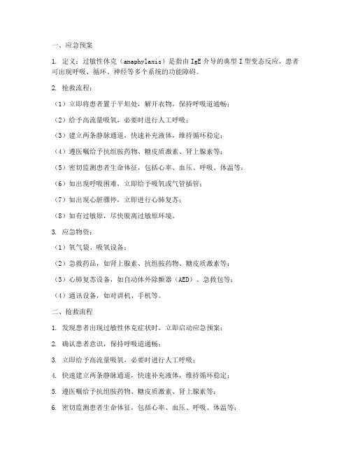 休克抢救应急预案总结