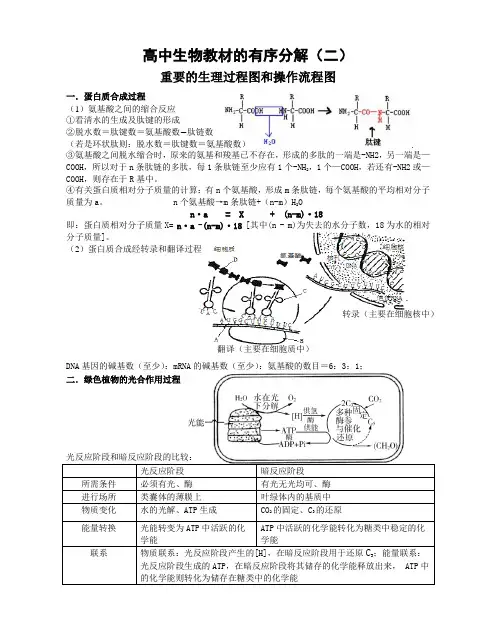 高中生物重要的生理过程图和操作流程图