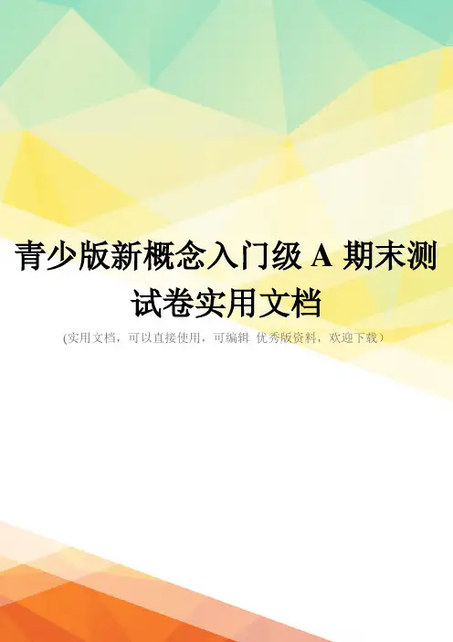 青少版新概念入门级A期末测试卷实用文档