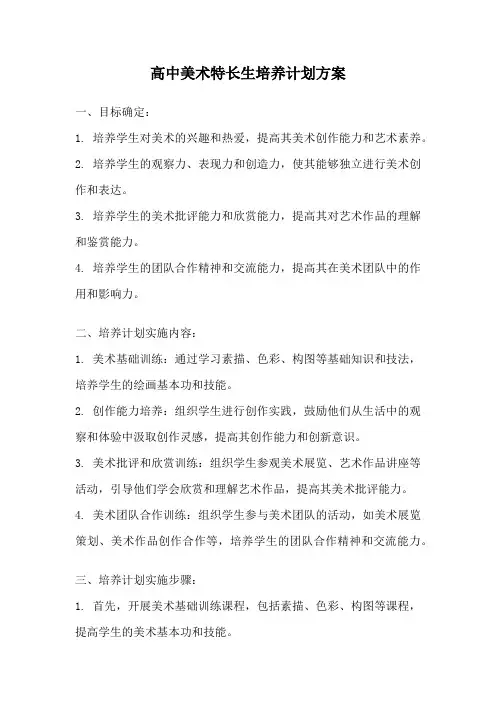 高中美术特长生培养计划方案