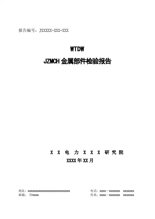 水力发电厂金属部件检验报告(标准样本)