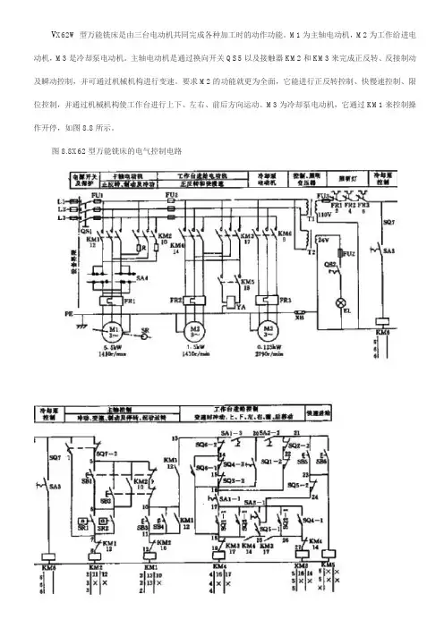 1X62W型万能铣床的电气控制电路及工作原理