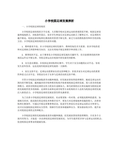 小学校园足球发展探析