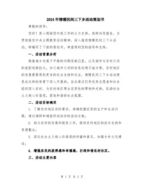 2024年情暖民间三下乡活动策划书