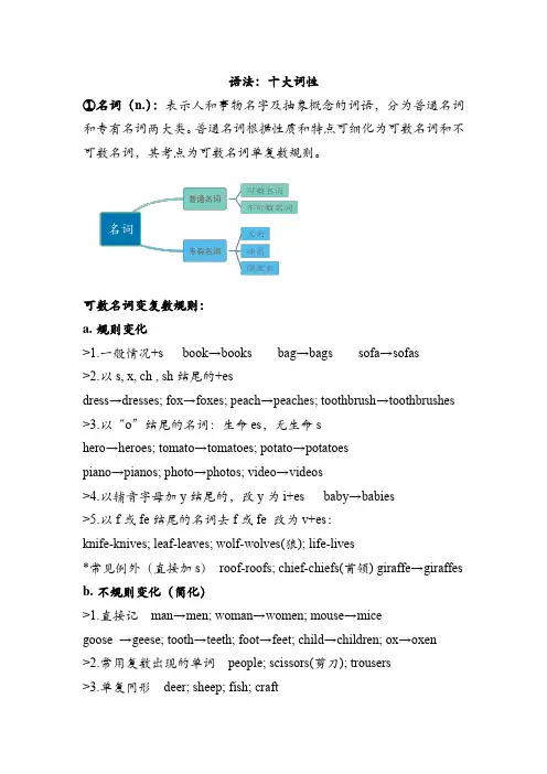 语法：十大词性