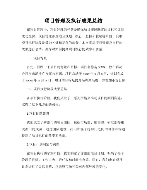 项目管理及执行成果总结