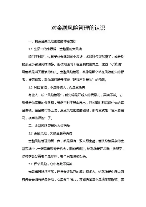 对金融风险管理的认识