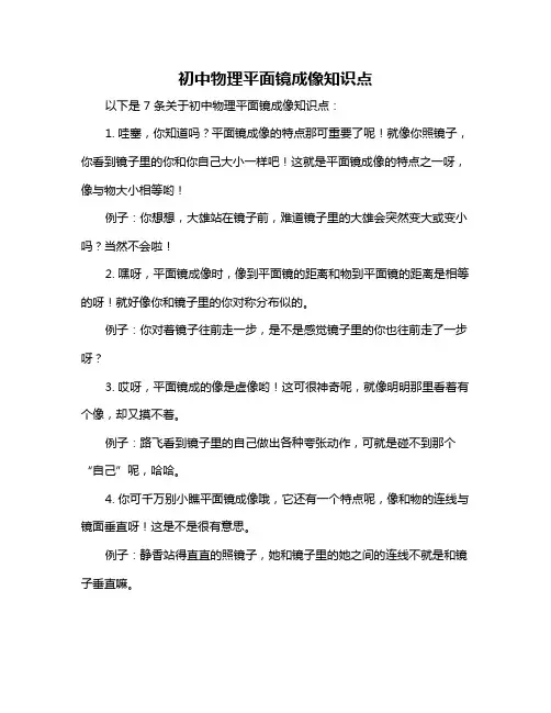 初中物理平面镜成像知识点