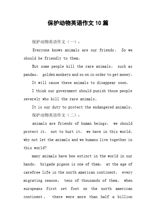 保护动物英语作文10篇