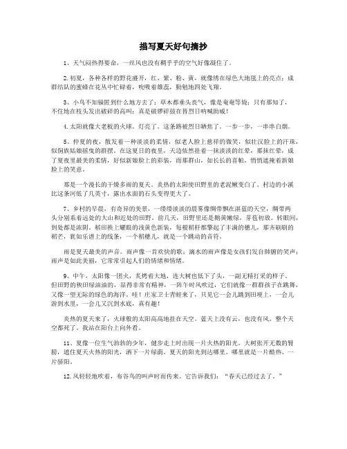 描写夏天好句摘抄