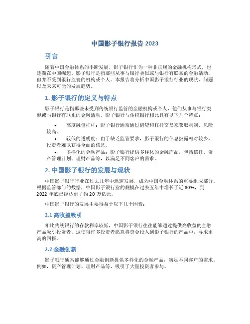 中国影子银行报告2023