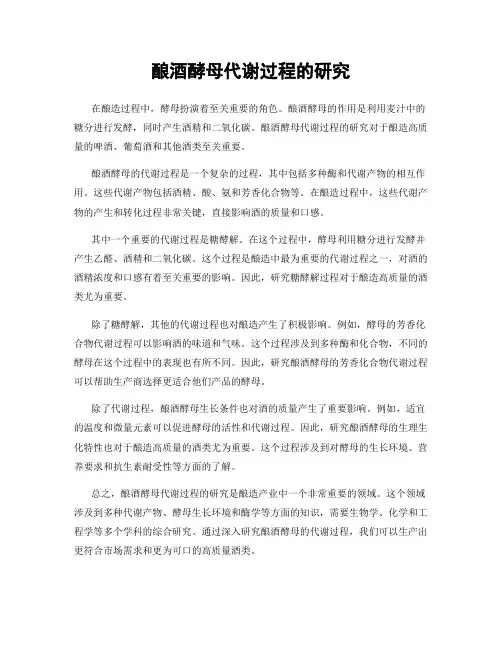 酿酒酵母代谢过程的研究