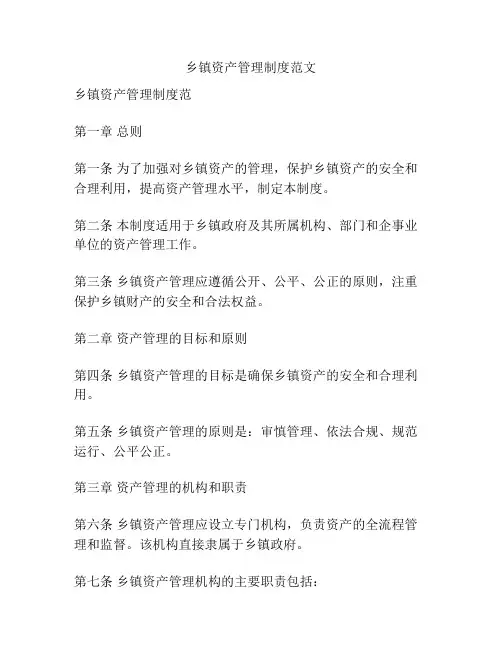 乡镇资产管理制度范文