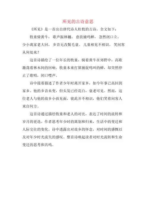 所见的古诗意思