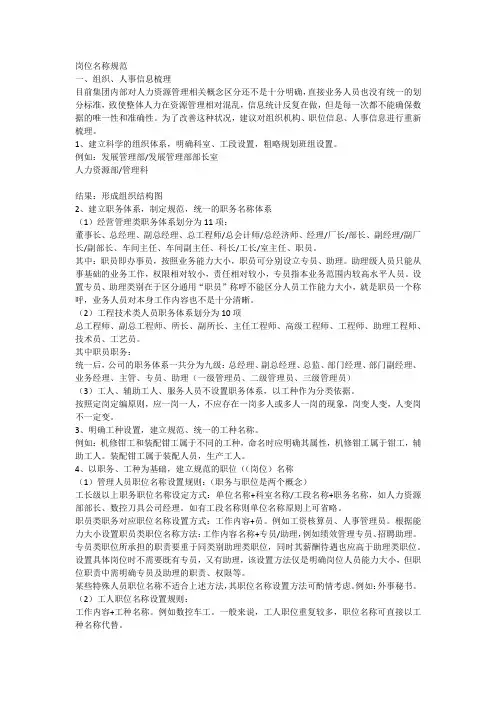 岗位名称规范