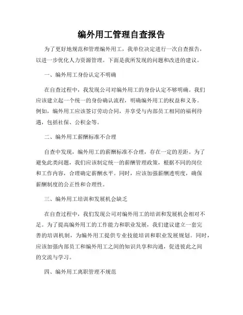 编外用工管理自查报告
