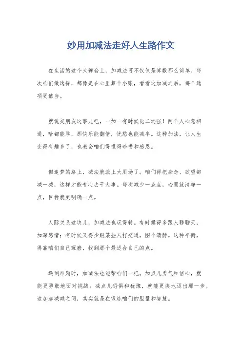 妙用加减法走好人生路作文