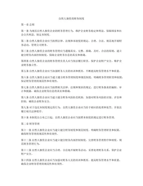 自然人独资的财务制度