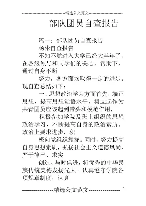 部队团员自查报告