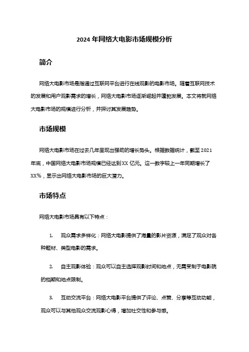 2024年网络大电影市场规模分析