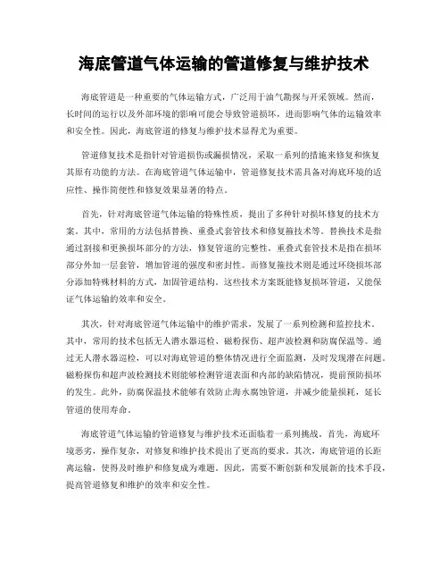 海底管道气体运输的管道修复与维护技术