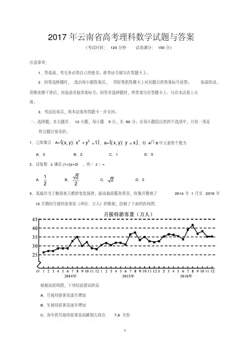 2017年云南省高考理科数学试题与答案