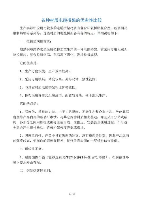 热浸锌与玻璃钢电缆桥架优劣