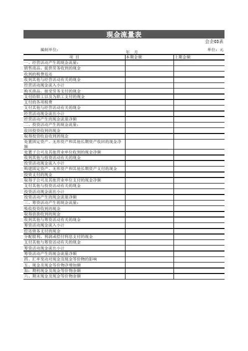 新会计准则下的财务报表格式【excel表格模板】