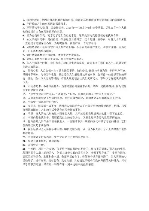 牧羊少年奇幻之旅摘录
