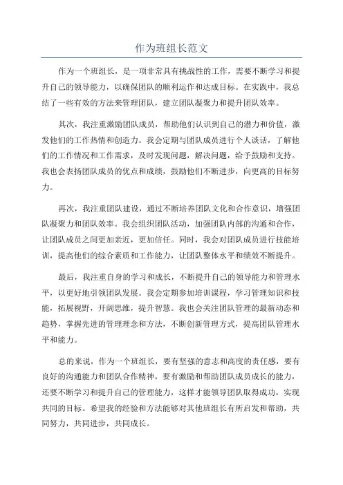作为班组长范文